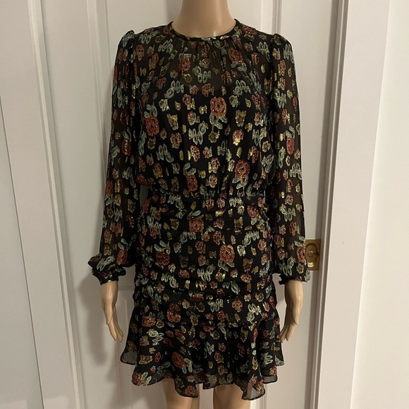 Veronica beard tinsel floral long sleeve dress - Picture 1 of 3